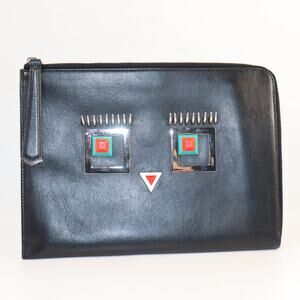 Fendi Hypnoteyes Monster Clutch Black Leather Bag Bugs Limited Edition‎